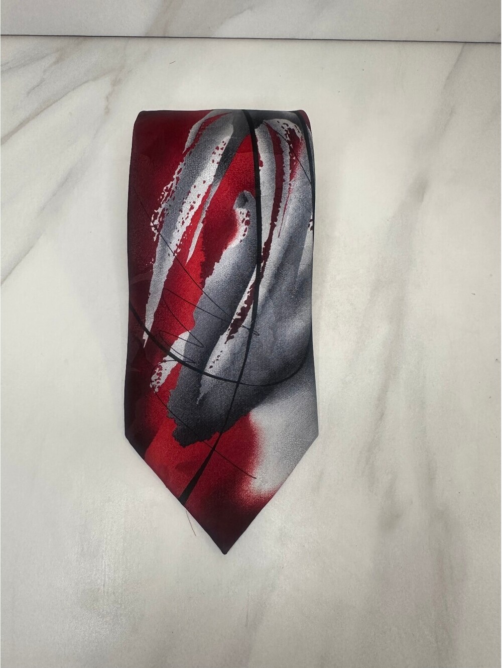 Vintage J. Garcia Nature Morte Collection 54 burgundy abstract 100% silk tie